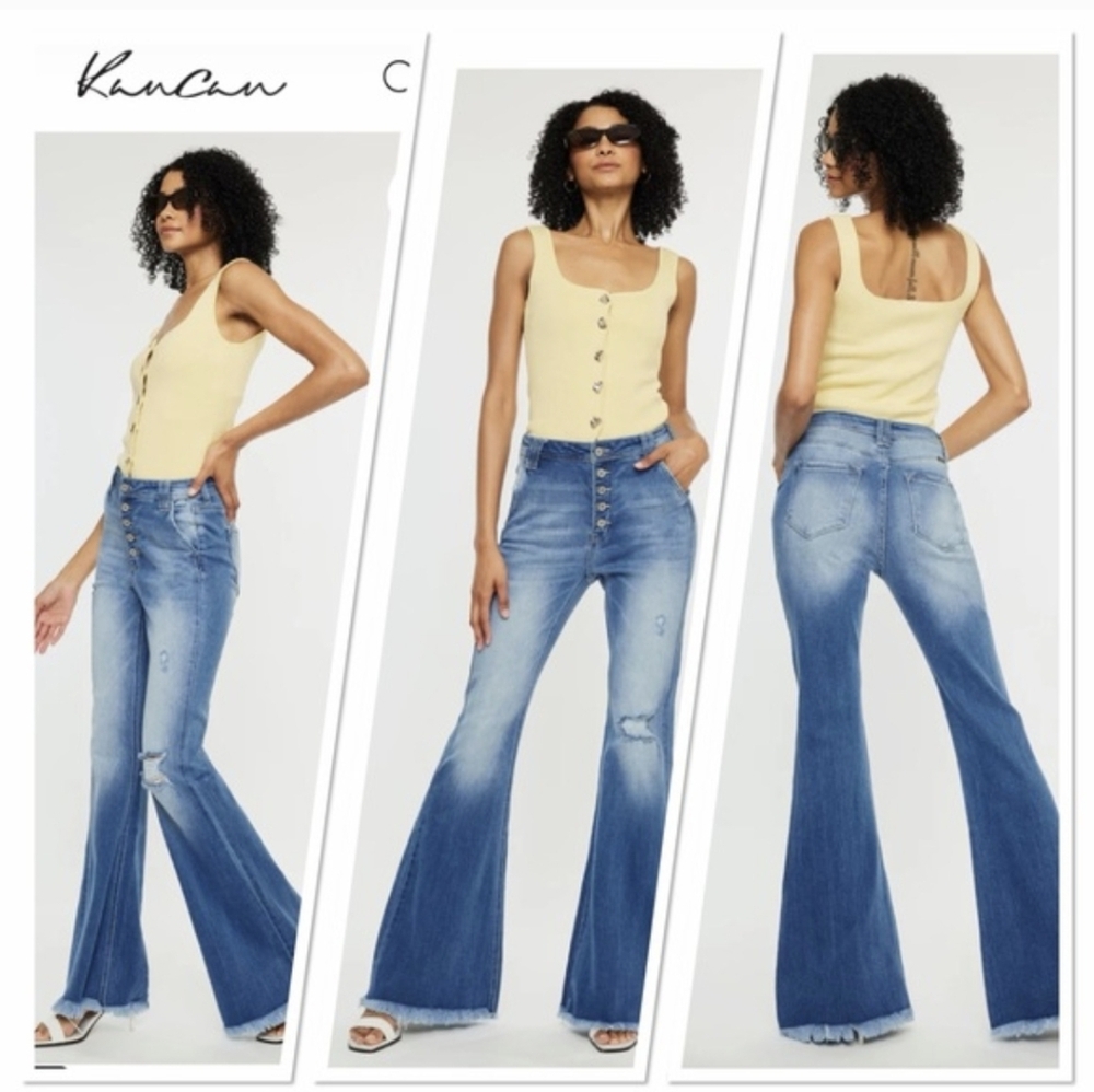 KanCan Sian High Rise Flare Denim Jeans Womens Size 13/30